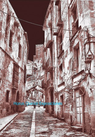 Hombre solitario paseando a su perro Sepia